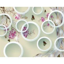  Öntapadós tapéta Pillangók, virágok és körök, 350 x 250 cm tapéta, díszléc és más dekoráció