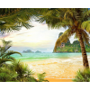  Öntapadós tapéta Tengerpart, pálmafák, sziklák, 300 x 200 cm