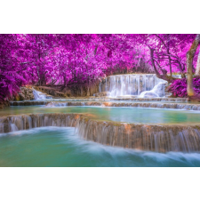  Öntapadós tapéta Vízesés, rózsaszín erdő, Laosz, 200 x 150 cm tapéta, díszléc és más dekoráció