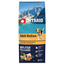 Ontario Adult Medium 7 Fish & Rice Kutyatáp, 12 kg kutyaeledel