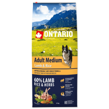 Ontario Adult Medium Lamb & Rice Kutyatáp, 12 kg kutyaeledel