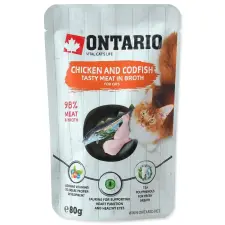  Ontario Macskaeledel csirke és tőkehal 98% hússal jutalomfalat macskáknak