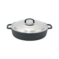  Öntöttvas szeletsütő – 12 literes, Ø 50 cm, rozsdamentes acél fedővel edény