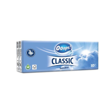 OOOPS Papír zsebkendő, 3 rétegű, 10x10 db, OOOPS "Classic", sensitive higiéniai papíráru