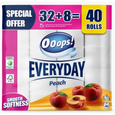 Ooops! Toalettpapír, 3 rétegű, kistekercses, 32+8 tekercs, "Everyday", barack (KHHVP064) (KHHVP064) higiéniai papíráru