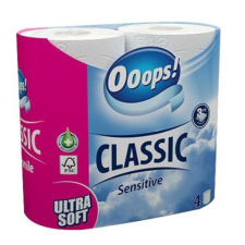 Ooops Toalettpapír, 3 rétegű, kistekercses, 4 tekercs, OOOPS "Classic", sensitive higiéniai papíráru