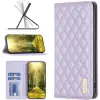  Oppo A17, Oldalra nyíló tok, stand, kártyatartóval, 3D rombusz minta, Wooze Pillow, lila