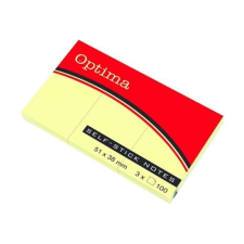 OPTIMA Öntapadós jegyzet OPTIMA 38x51mm sárga 100 lap jegyzettömb