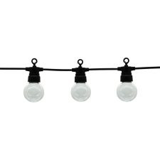 Optonica 20db E27 foglalatos fényfüzér (13 méter), fekete, IP65, fehér fényű gömb izzókkal kültéri világítás