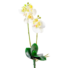 Orchidea ág levéllel gumi fehér 48cm dekorációs kellék