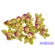  Orchidea gumis művirág fej 9 cm - Zöld dekorációs kellék