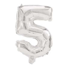 Óriás 5-ös Silver szám Fólia lufi 85 cm party kellék