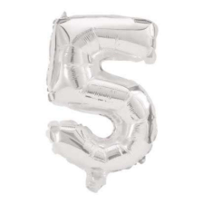  Óriás 5-ös Silver szám Fólia lufi 85 cm party kellék