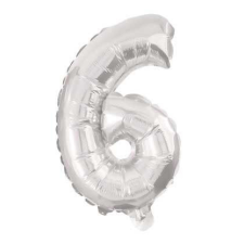 Óriás 6-os Silver szám Fólia lufi 85 cm party kellék