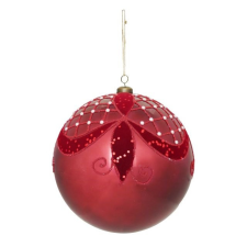  Óriás gömb gyöngyház fényû, vonal mintával, akasztós 20 cm dekorációs kellék