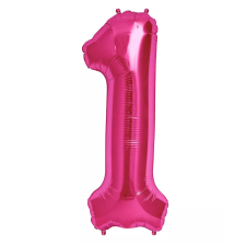 Óriás szám fólia lufi – 1 – Rózsaszín - Pink party kellék