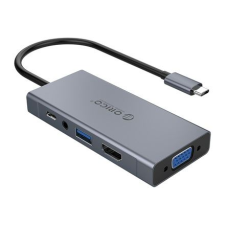 Orico USB-C USB-A/HDMI/VGA/Audio/PD notebook dokkoló sötétszürke (MC-U501P-GY-BP) (MC-U501P-GY-BP) laptop kellék
