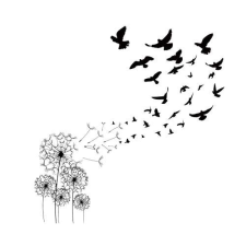  Original Deals Dekoratív falmatrica, pitypang és madarak, fekete tapéta, díszléc és más dekoráció