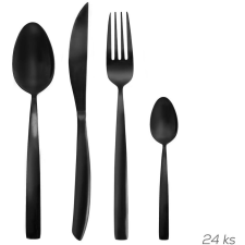 Orion BLACK LUXURE rozsdamentes acél evőeszközkészlet, 24 db (143689) tányér és evőeszköz