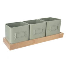 Orion Fém virágcserepek alátéttel Greenish, 37 x13,5 x 12 cm kerti tárolás