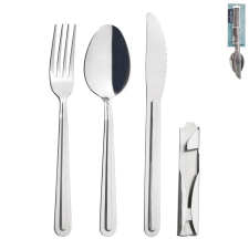 Orion Kemp rozsdamentes acél kemping evőeszköz + nyitó, 4 db tányér és evőeszköz