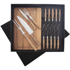 Orion Steak szett kés + villa + villa, rozsdamentes acél/fa (154206) tányér és evőeszköz