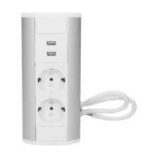 ORNO SAROKBA ILLESZTHETŐ ASZTALI ELOSZTÓ, MINI, 2X(2P+F)+ 2XUSB TÖLTŐ, FEHÉR/EZÜST, SCHUKO, MAX 3680W OR-GM-9003/W-G(GS) hosszabbító, elosztó