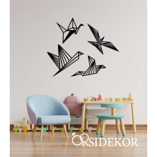 OrsiDekor 4 részes geometrikus madarak falikép fából grafika, keretezett kép