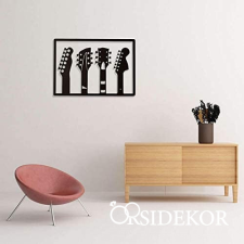 OrsiDekor Gitáros falikép fából grafika, keretezett kép