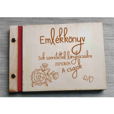 OrsiDekor Lánybúcsú emlékkönyv, gravírozott fa borítású virágos dekorációs kellék