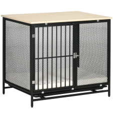 Osoam Kutya kennel 80x55x71 cm kutyaketrec párnázott, vízlepergető fekvőfelület kutyabox, zárható fekete szállítóbox, fekhely kutyáknak