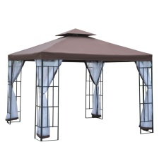 Osoam Luxus pavilon kerti sátor 300x300x265 cm barna partisátor szúnyoghálóval rendezvénysátor kerti bútor