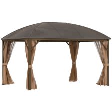 Osoam Luxus pavilon kerti sátor 400x300x280 cm barna partisátor fém tetős rendezvénysátor kerti bútor