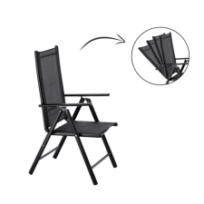  Összecsukható kerti szék, fekete 66x56x107cm 62429 kerti bútor
