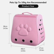  Összecsukható kisállat hátizsák mancs mintával - 10kg-ig - Rózsaszín szállítóbox, fekhely kutyáknak