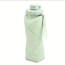 Összecsukható kulacs, Ecarla, szilikon, 600 ml, zöld, BPA mentes, könnyen hordozható kulacs, kulacstartó