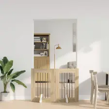  Összecsukható kutyakerítés állványokkal 2 pcs Sonoma Tölgy szállítóbox, fekhely kutyáknak