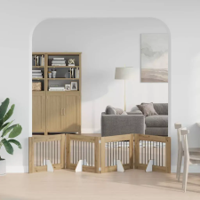  Összecsukható kutyakerítés állványokkal 4 pcs Kézműves Tölgy szállítóbox, fekhely kutyáknak