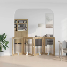 Összecsukható kutyakerítés állványokkal 4 pcs Kézműves Tölgy szállítóbox, fekhely kutyáknak