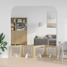  Összecsukható kutyakerítés állványokkal 4 pcs Sonoma Tölgy szállítóbox, fekhely kutyáknak