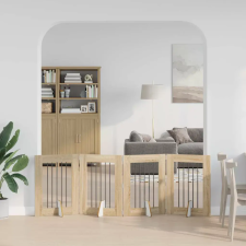  Összecsukható kutyakerítés állványokkal 4 pcs Sonoma Tölgy szállítóbox, fekhely kutyáknak