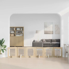  Összecsukható kutyakerítés állványokkal 6 pcs Sonoma Tölgy szállítóbox, fekhely kutyáknak
