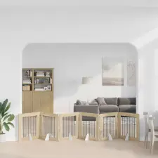  Összecsukható kutyakerítés állványokkal 6 pcs Sonoma Tölgy szállítóbox, fekhely kutyáknak