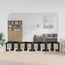  Összecsukható kutyakerítés állványokkal 8 pcs Fekete Tölgy szállítóbox, fekhely kutyáknak