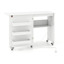  Összecsukható varrógépasztal töltőállomással fehér bútor