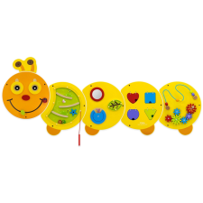  Összetett készségfejlesztő játék, matatófal (falra szerelhető, sárga kukac) fajáték