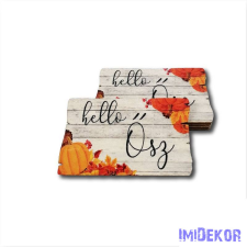 Őszi fatábla fahasáb 5,5x9,6cm - Hello ősz-Szürke dekorációs kellék