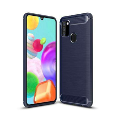 OTT! SAMSUNG Galaxy A21s (SM-A217F/DS), OTT! CARBON mobiltok, Karbon mintás, Sötétkék tok és táska