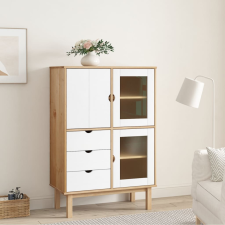 OTTA barna és fehér tömör fenyőfa magasszekrény 85x43x125 cm bútor