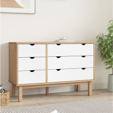  OTTA barna-fehér tömör fenyőfa éjjeliszekrény 111x43x73,5 cm bútor
